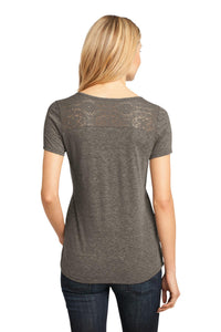 DISCONTINUEDDistrict Made - Ladies Tri-Blend Lace Tee - Chocolate Heather Back