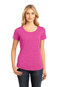 DISCONTINUEDDistrict Made - Ladies Tri-Blend Lace Tee - Dark Fuchsia Heather