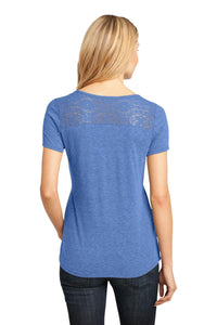 DISCONTINUEDDistrict Made - Ladies Tri-Blend Lace Tee - Maritime Heather Back