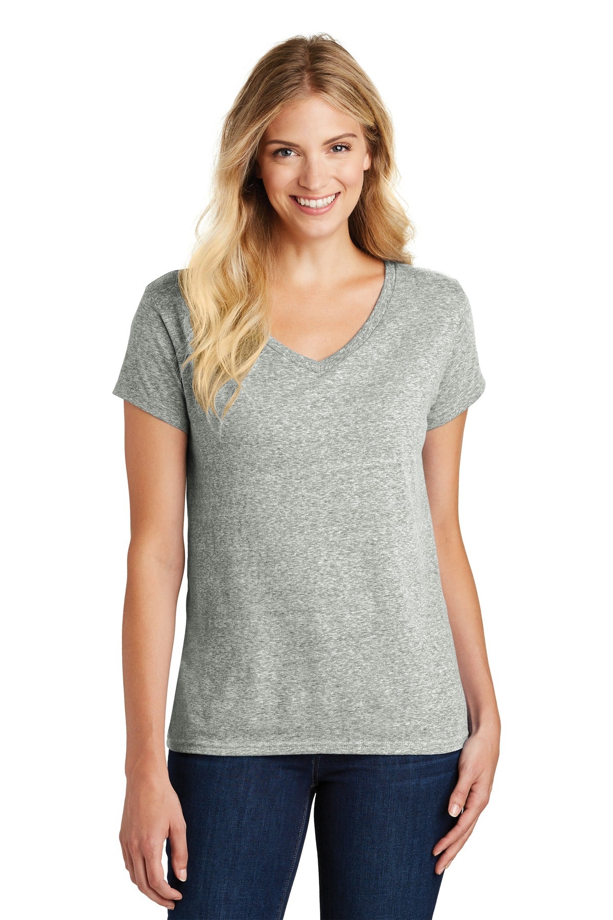 DISCONTINUED District  Women's Astro V-Neck Tee - Grey Astro