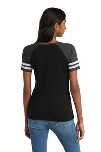District  Women's Game V-Neck Tee - Black/ Heathered Charcoal Back