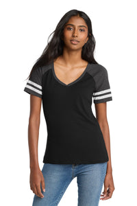 District  Women's Game V-Neck Tee - Black/ Heathered Charcoal