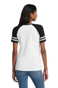 District  Women's Game V-Neck Tee - White/ Black Back
