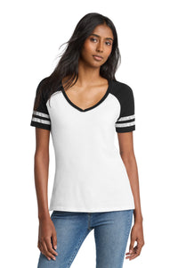 District  Women's Game V-Neck Tee - White/ Black