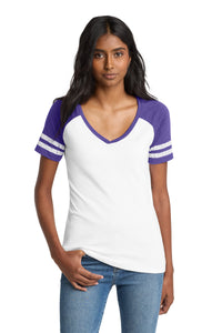 District  Women's Game V-Neck Tee - White/ Heathered Purple