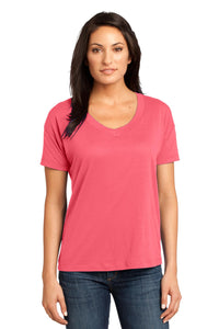 DISCONTINUED District Made - Ladies Modal Blend Relaxed V-Neck Tee - Coral