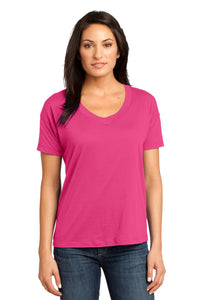 DISCONTINUED District Made - Ladies Modal Blend Relaxed V-Neck Tee - Dark Fuchsia