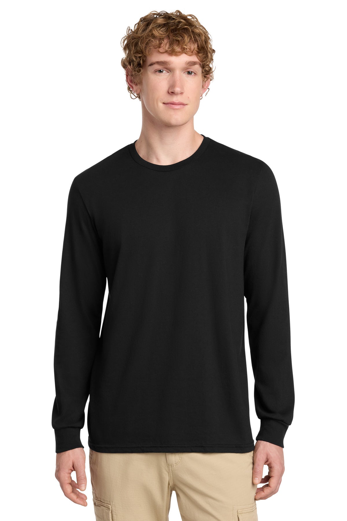District Perfect Blend CVC Long Sleeve Tee DT109 - Black