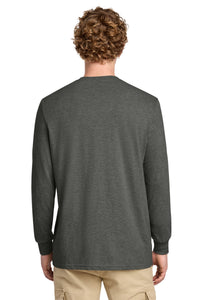 District Perfect Blend CVC Long Sleeve Tee DT109 - Heathered Charcoal Back