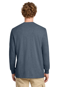 District Perfect Blend CVC Long Sleeve Tee DT109 - Heathered Navy Back