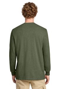 District Perfect Blend CVC Long Sleeve Tee DT109 - Heathered Olive Back