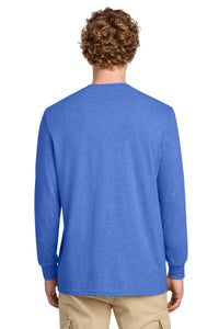 District Perfect Blend CVC Long Sleeve Tee DT109 - Heathered Royal Back