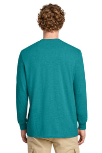 District Perfect Blend CVC Long Sleeve Tee DT109 - Heathered Teal Back