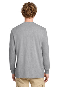 District Perfect Blend CVC Long Sleeve Tee DT109 - Light Heather Grey Back