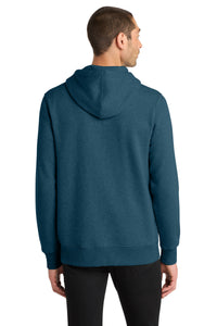 District  Perfect Weight  Fleece Full-Zip Hoodie DT1103 - Heathered Poseidon Blue Back