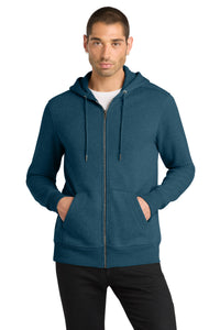 District  Perfect Weight  Fleece Full-Zip Hoodie DT1103 - Heathered Poseidon Blue