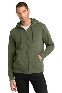District  Perfect Weight  Fleece Full-Zip Hoodie DT1103 - Military Green