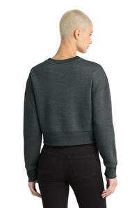 District  Women's Perfect Weight  Fleece Cropped Crew DT1105 - Heathered Charcoal Back