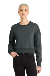 District  Women's Perfect Weight  Fleece Cropped Crew DT1105 - Heathered Charcoal