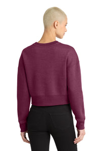 District  Women's Perfect Weight  Fleece Cropped Crew DT1105 - Heathered Loganberry Back
