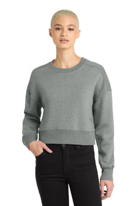 District  Women's Perfect Weight  Fleece Cropped Crew DT1105 - Heathered Steel