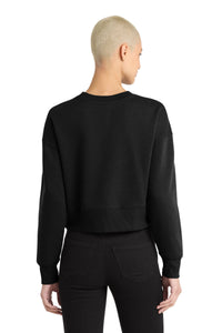 District  Women's Perfect Weight  Fleece Cropped Crew DT1105 - Jet Black Back