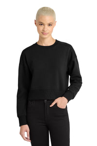 District  Women's Perfect Weight  Fleece Cropped Crew DT1105 - Jet Black