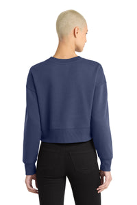 District  Women's Perfect Weight  Fleece Cropped Crew DT1105 - Tanzanite Back