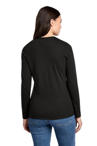 District Women's Perfect Blend CVC Long Sleeve Tee DT110 - Black Back