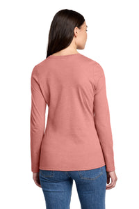 District Women's Perfect Blend CVC Long Sleeve Tee DT110 - Blush Frost Back