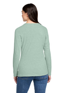 District Women's Perfect Blend CVC Long Sleeve Tee DT110 - Heathered Dusty Sage Back