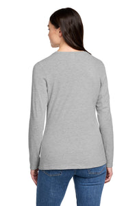 District Women's Perfect Blend CVC Long Sleeve Tee DT110 - Light Heather Grey Back