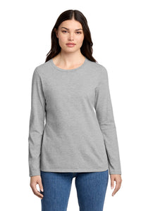 District Women's Perfect Blend CVC Long Sleeve Tee DT110 - Light Heather Grey