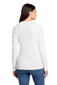 District Women's Perfect Blend CVC Long Sleeve Tee DT110 - White Back