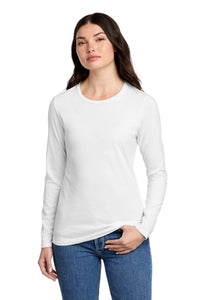 District Women's Perfect Blend CVC Long Sleeve Tee DT110 - White