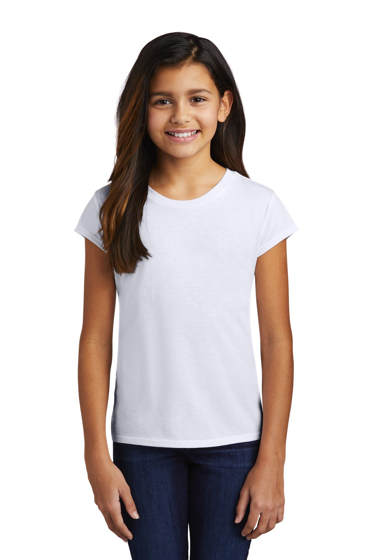 DISCONTINUED District  Girls Perfect Tri  Tee DT130YG - White