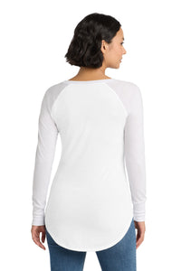 District  Women's Perfect Tri  Long Sleeve Tunic Tee - White Back