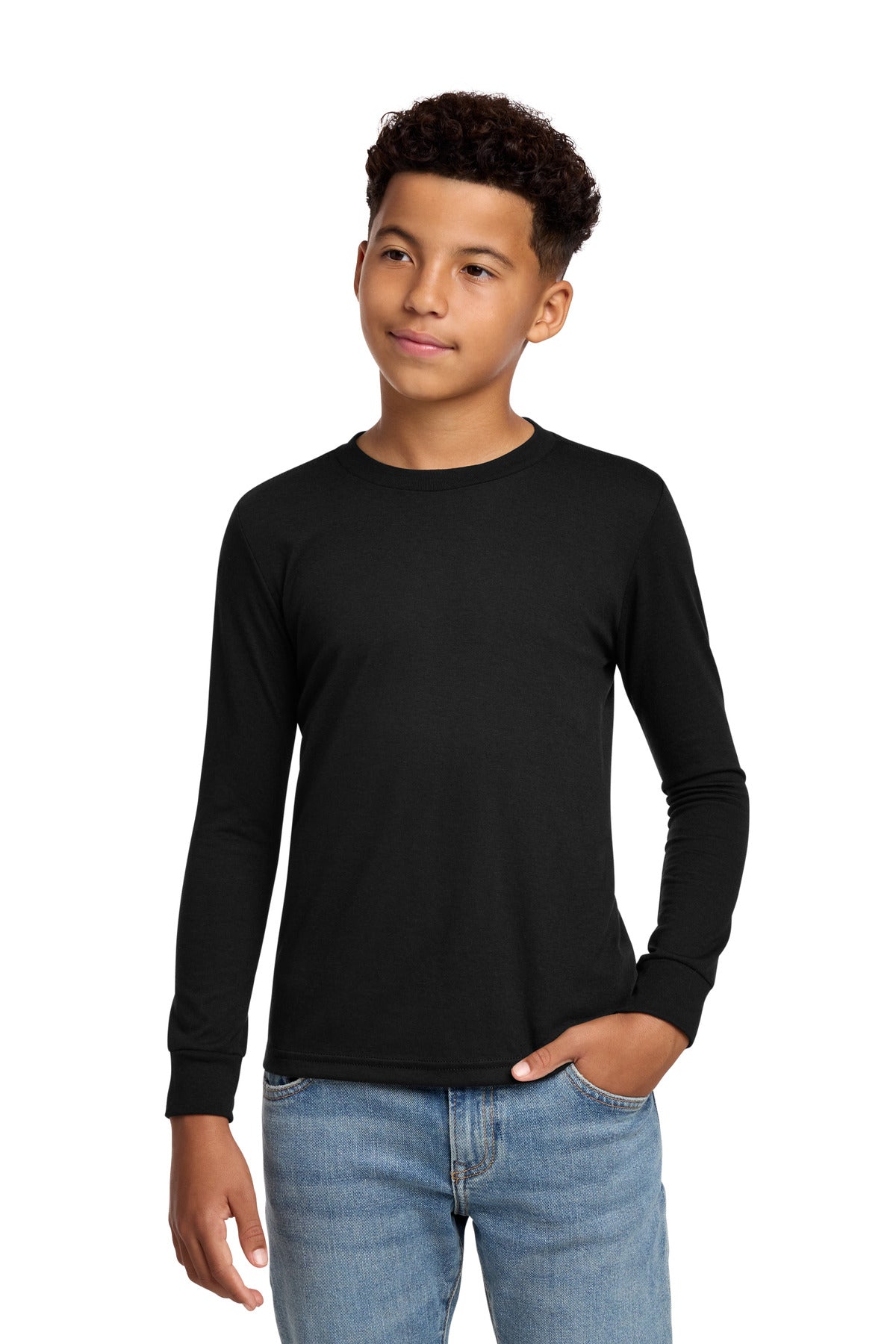 District Youth Perfect Tri Long Sleeve Tee DT132Y - Black