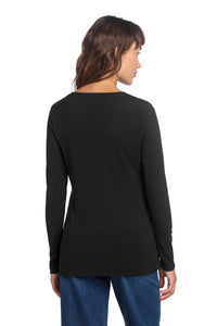 District Women's Perfect Tri Long Sleeve V-Neck Tee DT135 - Black Back