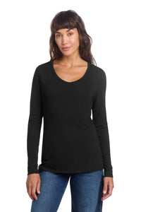 District Women's Perfect Tri Long Sleeve V-Neck Tee DT135 - Black
