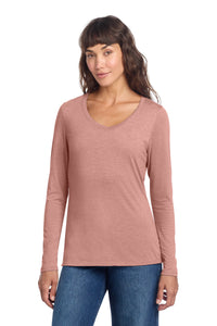District Women's Perfect Tri Long Sleeve V-Neck Tee DT135 - Blush Frost
