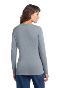 District Women's Perfect Tri Long Sleeve V-Neck Tee DT135 - Flint Blue Heather Back