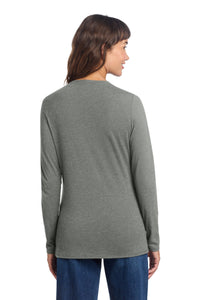 District Women's Perfect Tri Long Sleeve V-Neck Tee DT135 - Heathered Charcoal Back
