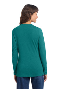 District Women's Perfect Tri Long Sleeve V-Neck Tee DT135 - Heathered Teal Back
