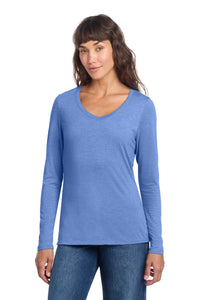 District Women's Perfect Tri Long Sleeve V-Neck Tee DT135 - Maritime Frost