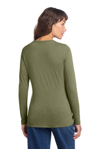 District Women's Perfect Tri Long Sleeve V-Neck Tee DT135 - Military Green Frost Back