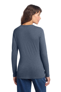 District Women's Perfect Tri Long Sleeve V-Neck Tee DT135 - Navy Frost Back