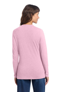 District Women's Perfect Tri Long Sleeve V-Neck Tee DT135 - Wisteria Heather Back