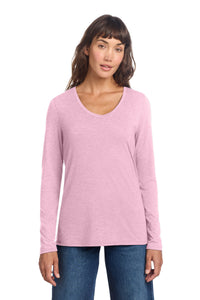 District Women's Perfect Tri Long Sleeve V-Neck Tee DT135 - Wisteria Heather