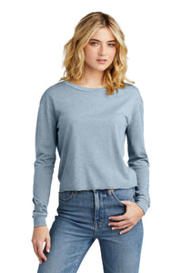 District Women's Perfect Tri Midi Long Sleeve Tee DT141 - Flint Blue Heather